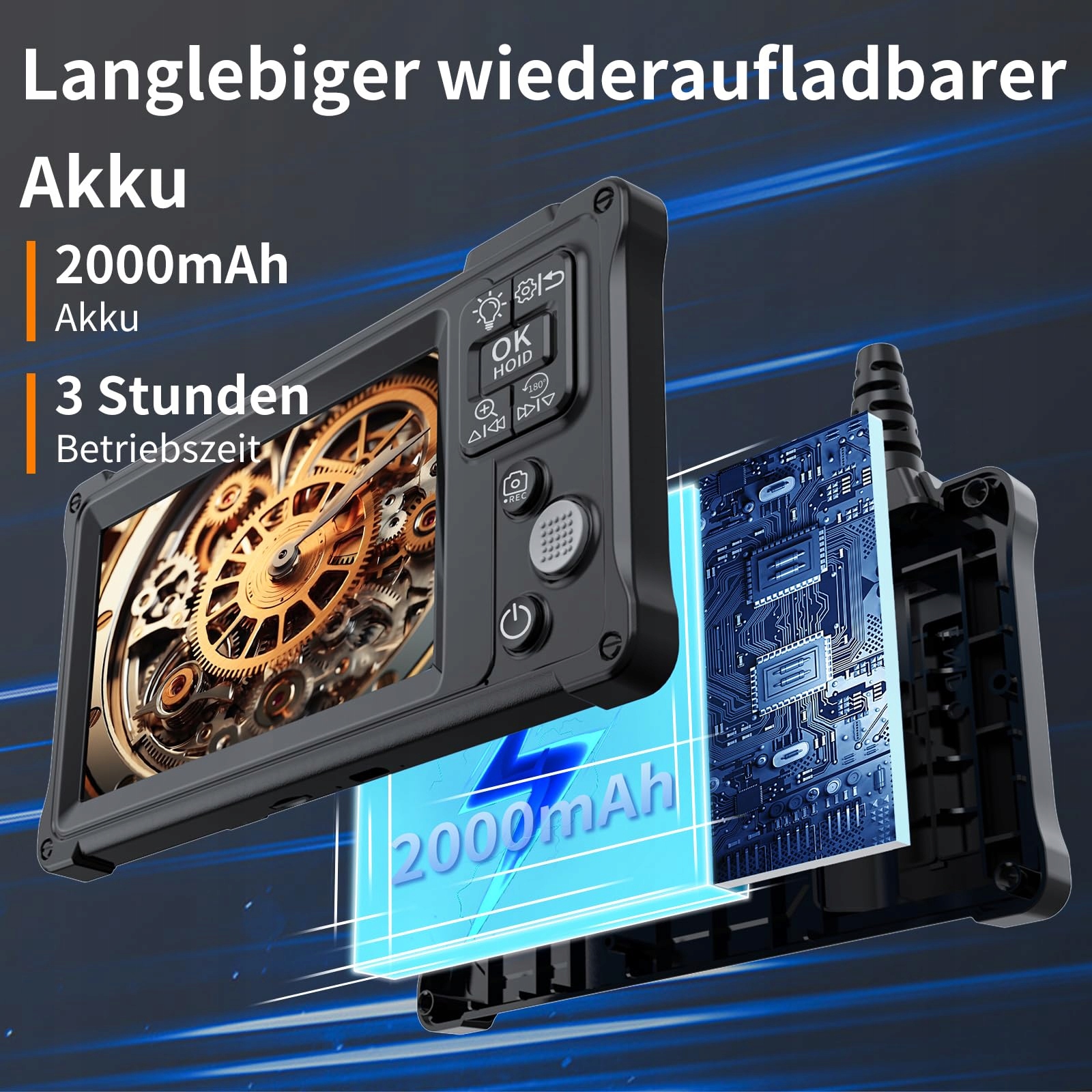 ENNOVOR Kamera Endoskopowa HD 1920P Podwójny Obiektyw 5 Cali IP67 10M Kabel — miniatura 5