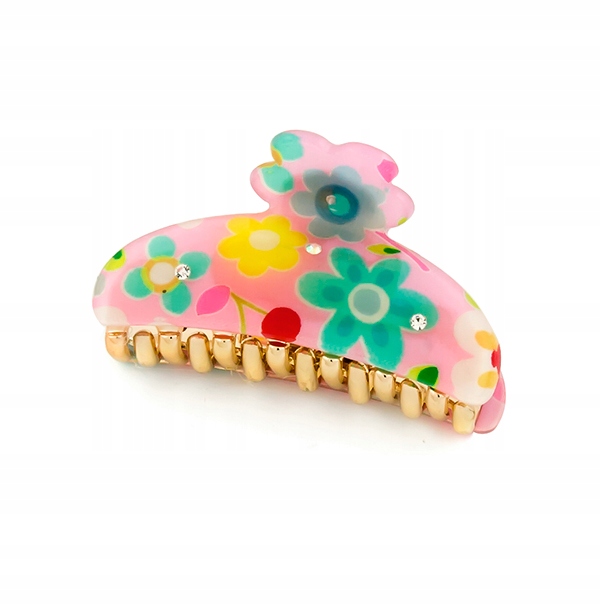 Klamra szczęka kolorowe kwiaty z różem i złotem Marka Allmaro