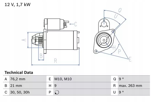 Rozrusznik (12V, 1,7kW) BMW 5 (E34), 5 (E39), 7 (E Producent części Bosch