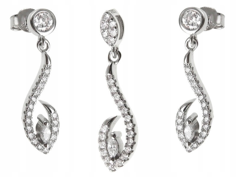 Moderní stříbrný komplet šperků 925 zdobený bílými zirkony