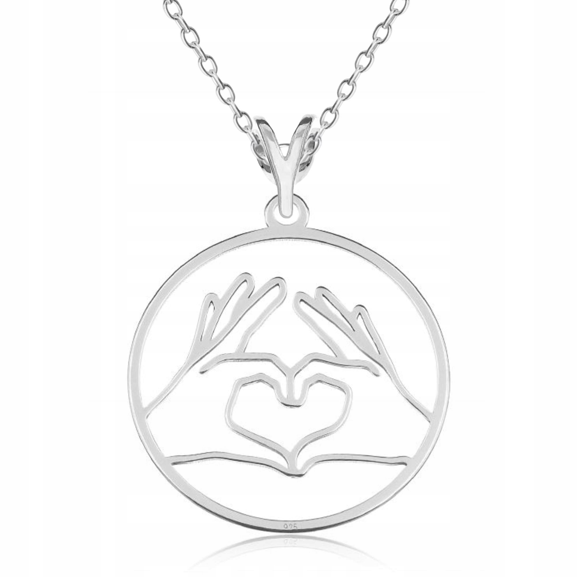 Stříbrný náhrdelník Ruce a ruce se srdcem Láska Srdíčko Srdce Stříbro 925