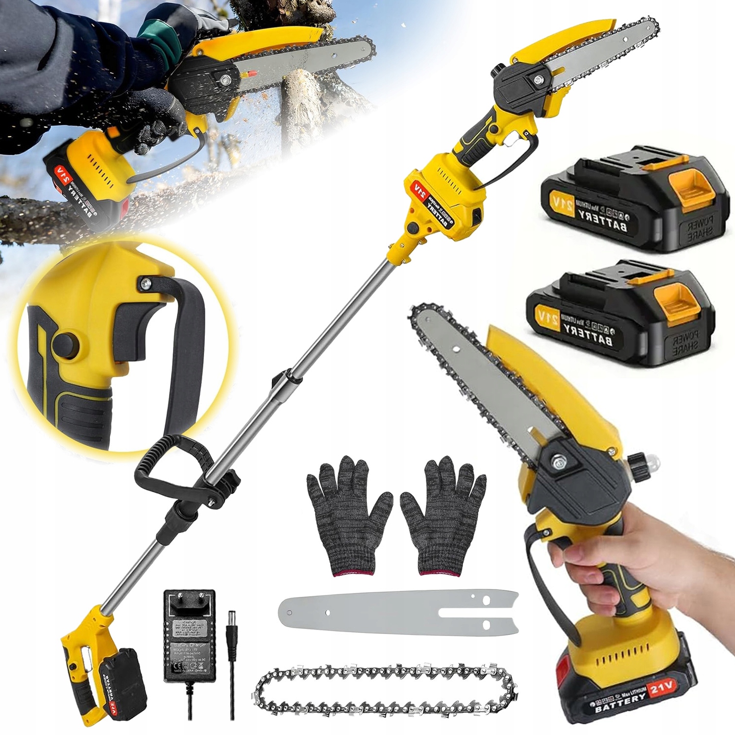 Bezdrátová pila na větve se snadným skládáním a skladováním