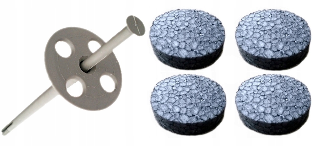 KOŁKI STYROPIANU 18 CM + ZAŚLEPKI GRAFIT 200 SZT