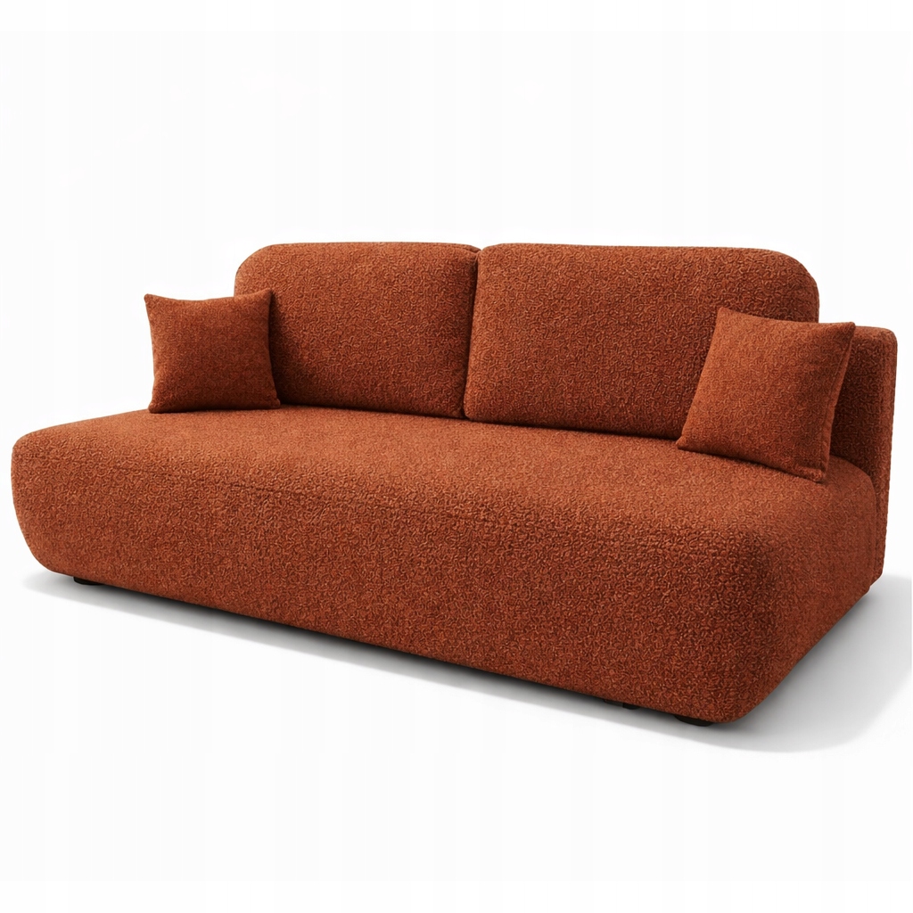 Červená Rozkládací Pohovka Do Obývacího Pokoje Emma 195 CM Boucle S Funkcí Spaní