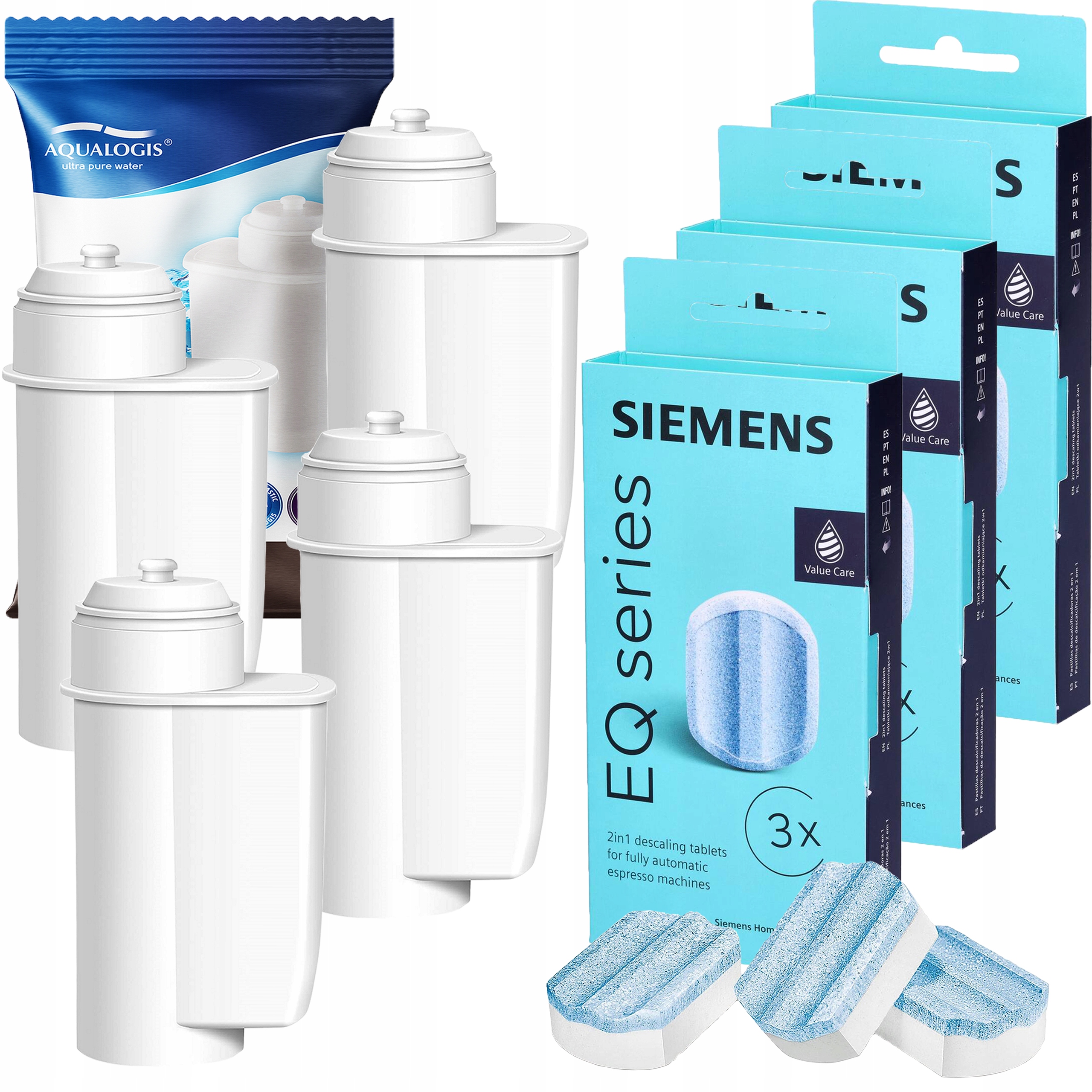 Sada 3x Odvápňovač TZ80002 Originál 4x Filter pre kávovar Siemens