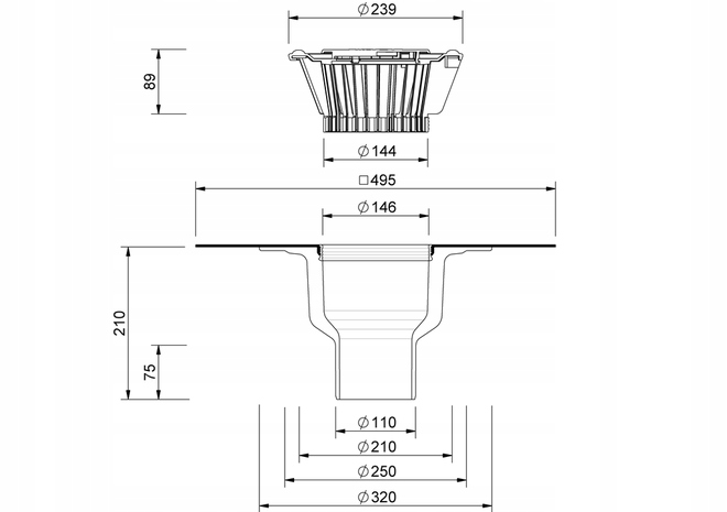 Wpust dachowy Trendy pionowy ogrzewany-samoregulujący 125 mm (60150700)