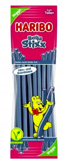 18 Sztuk Haribo Żelki 170G Balla Stixx Malina Jeżyna