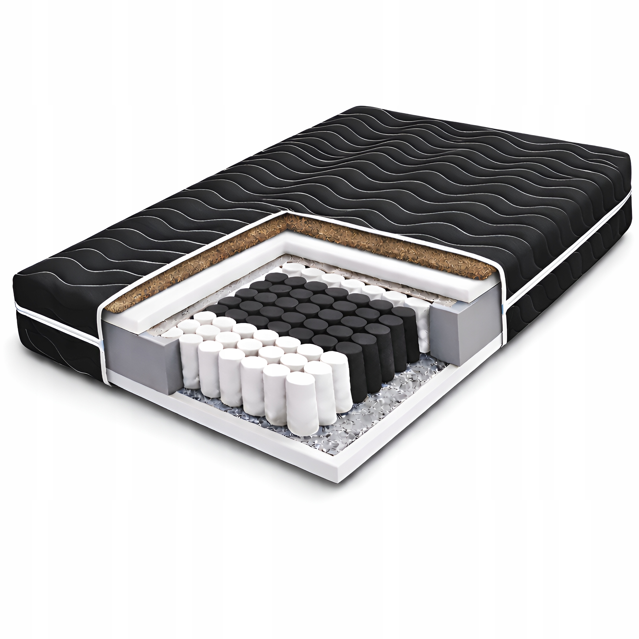 Materac Kokos kieszeniowy 90x180 Czarny pocket sprężynowy Antyalergiczny