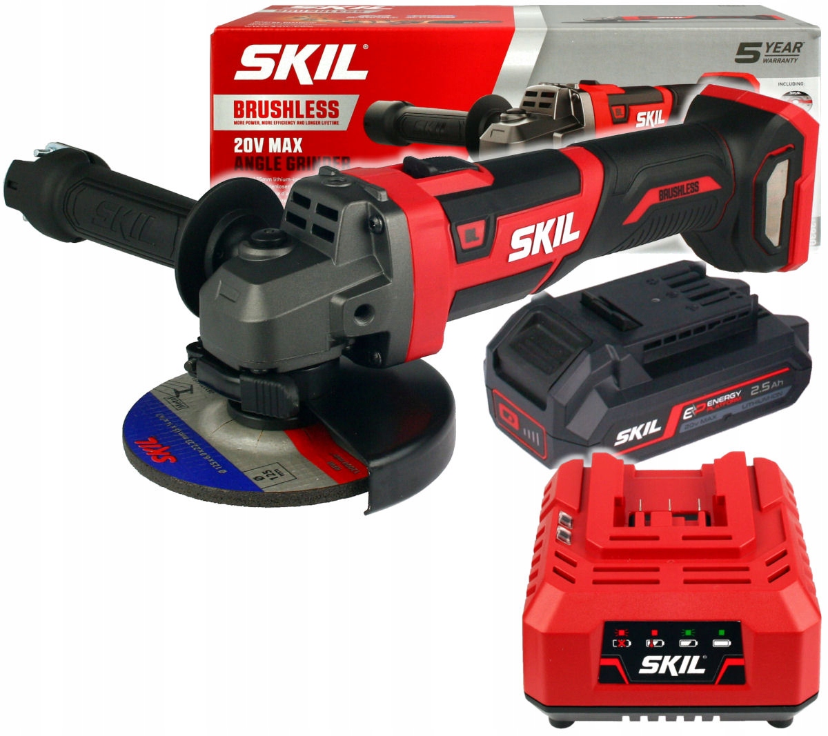 

Szlifierka Kątowa 125mm 20V Skil 2,5 Bezszczotkowa