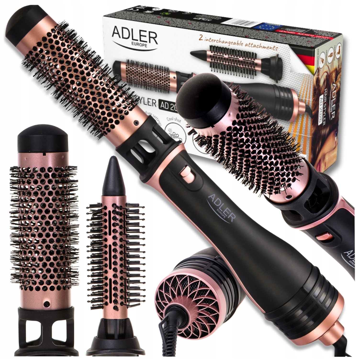 Lokówko Suszarka Ceramiczna Z Jonizacją Do Włosów Zestaw 3W1 Premium 1200W