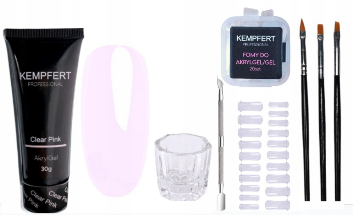 Zestaw Startowy Akrylożel do budowy i przedłużania paznokci 30g Kempfert