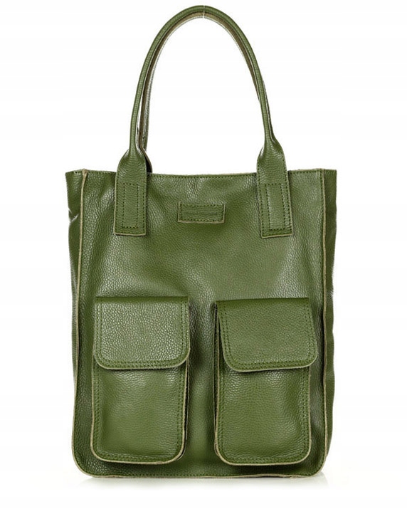 Dámská kožená kabelka shopper A4 městská zelená militare Marco Mazzini