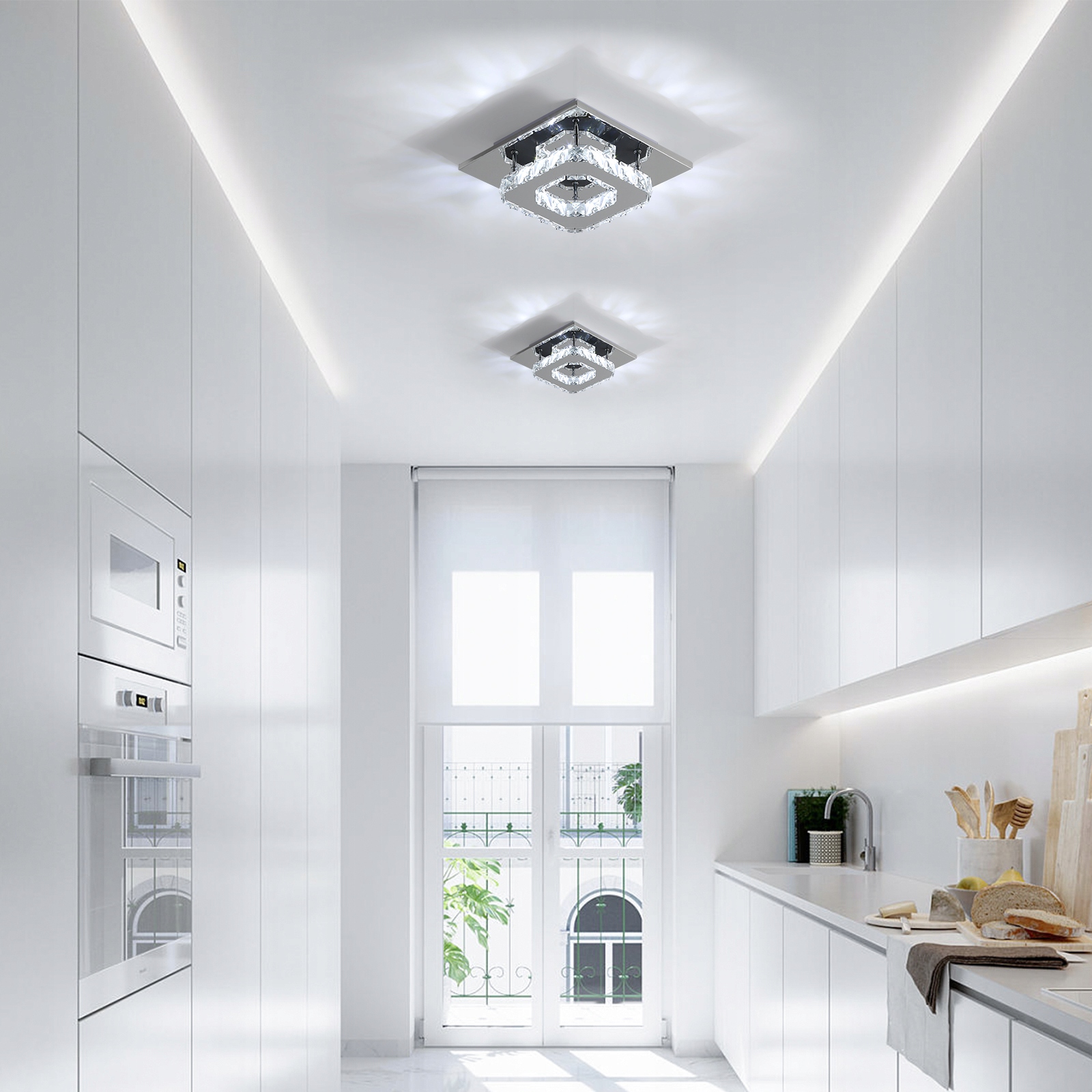 ŻYRANDOL KRYSZTAŁOWY LAMPA SUFITOWA LED 12W 6000K Długość/wysokość 20 cm