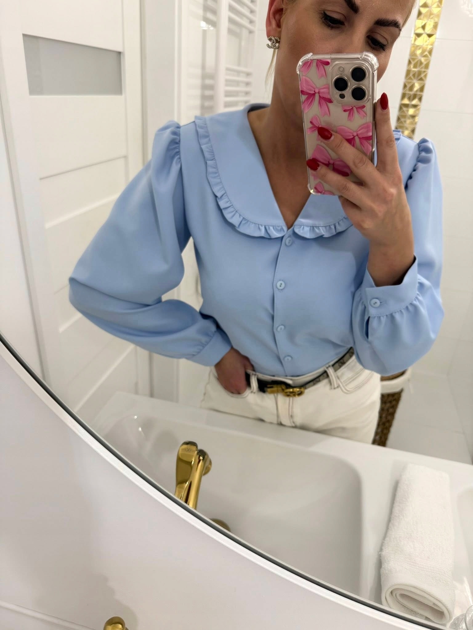 Košile S Límečkem A Zapínáním Na Knoflíky, Modrá, Gold Lady