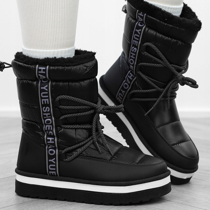 Czarne śniegowce damskie mukluki platforma napisy 5734 r.40 Marka bez marki