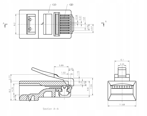 Wtyk RJ45 (8p8c) 10szt Kod producenta 000800