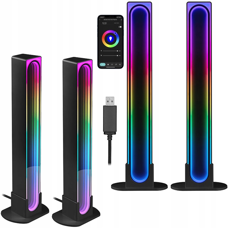 Lampa Stojąca Led Na Biurko Gamingowa Rgb Tuya Smart Life 2szt.