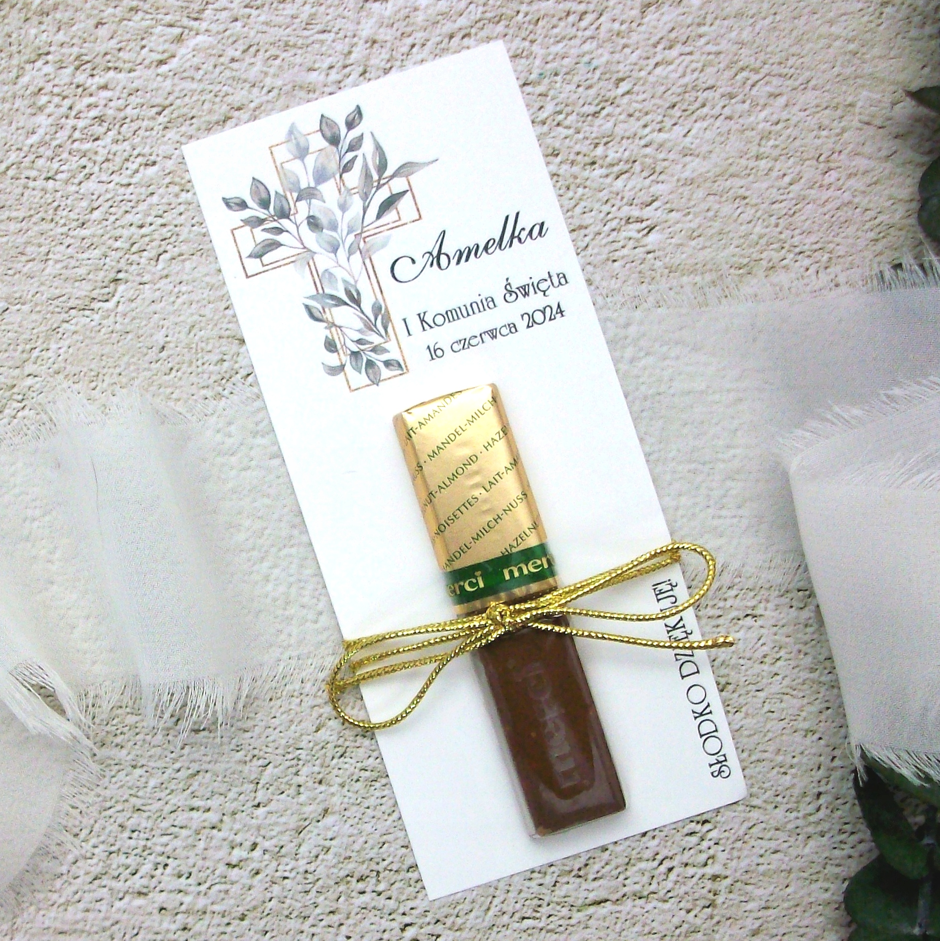 arya KOMUNIA | DLA GOŚCI ETYKIETY NA MERCI 5 sztuk Okazje komunia