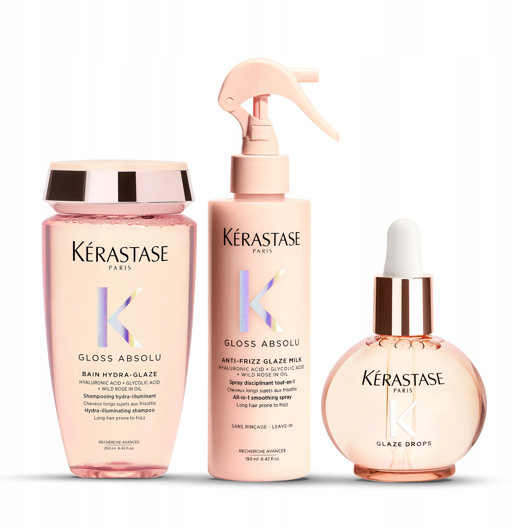 Kérastase Gloss Absolu Zestaw Do Puszących Się Włosów Szampon Krem Olejek