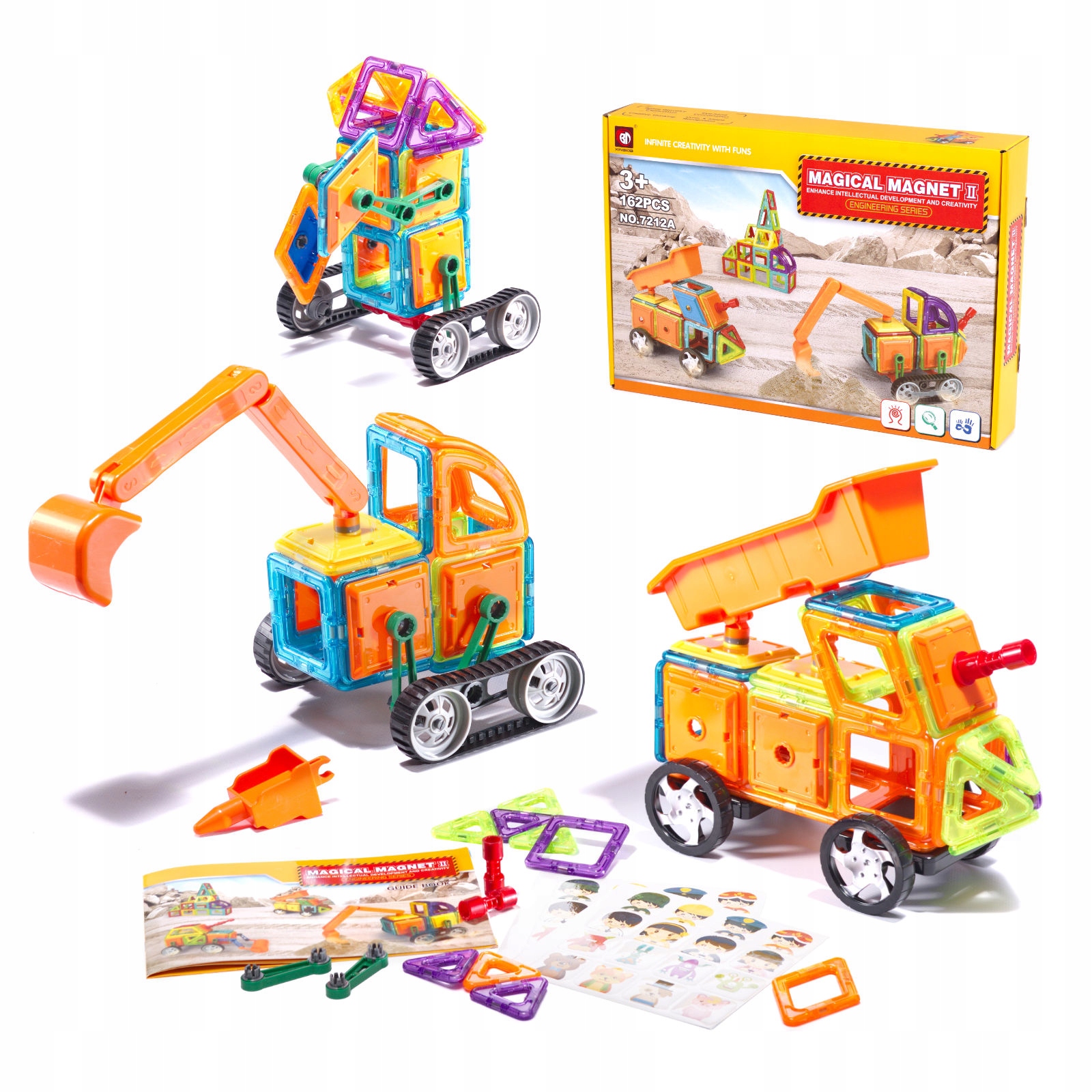 KLOCKI MAGNETYCZNE EDUKACYJNE MAGICAL MAGNET MAGNETIC STICKS 162 ELEMENTY Marka inna