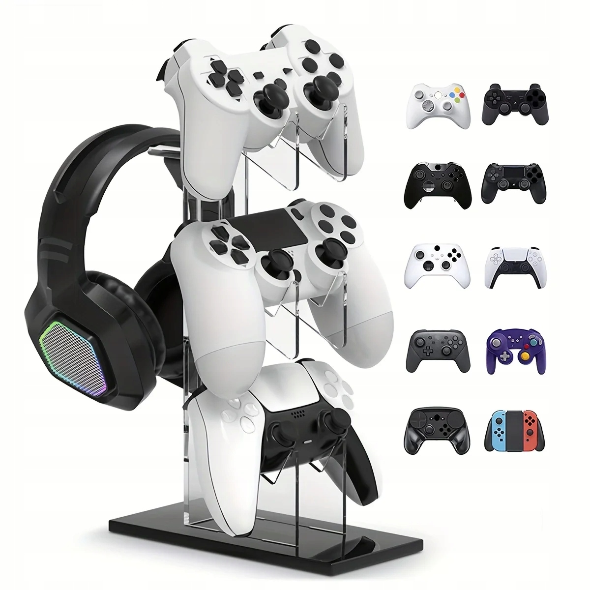 3-warstwowy uchwyt na kontrolery słuchawki PS5 PS4 pada czarna