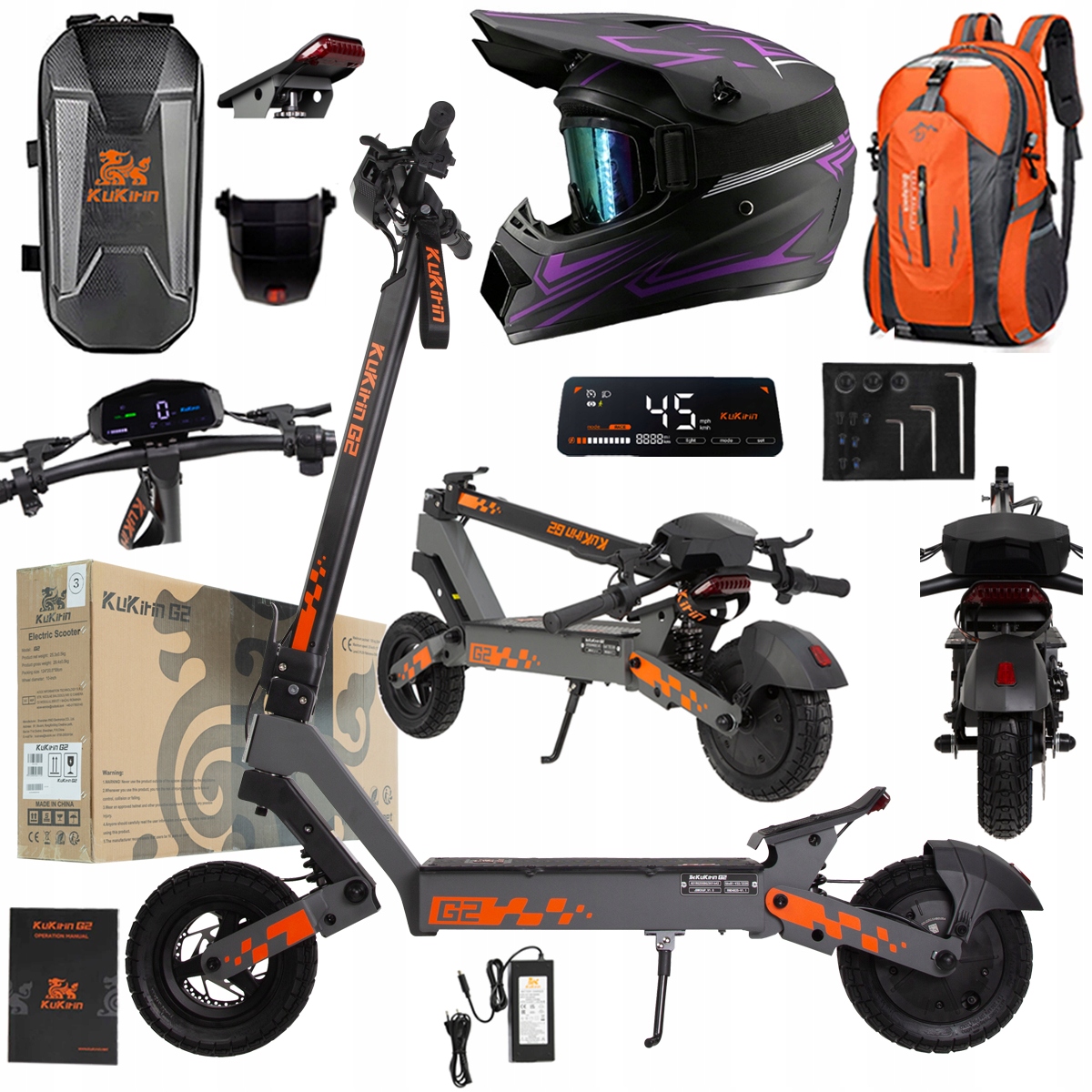 Kukirin G2 2026 Nové skládací elektrické vozidlo 1200W 45KM/H 15Ah 48V 10"