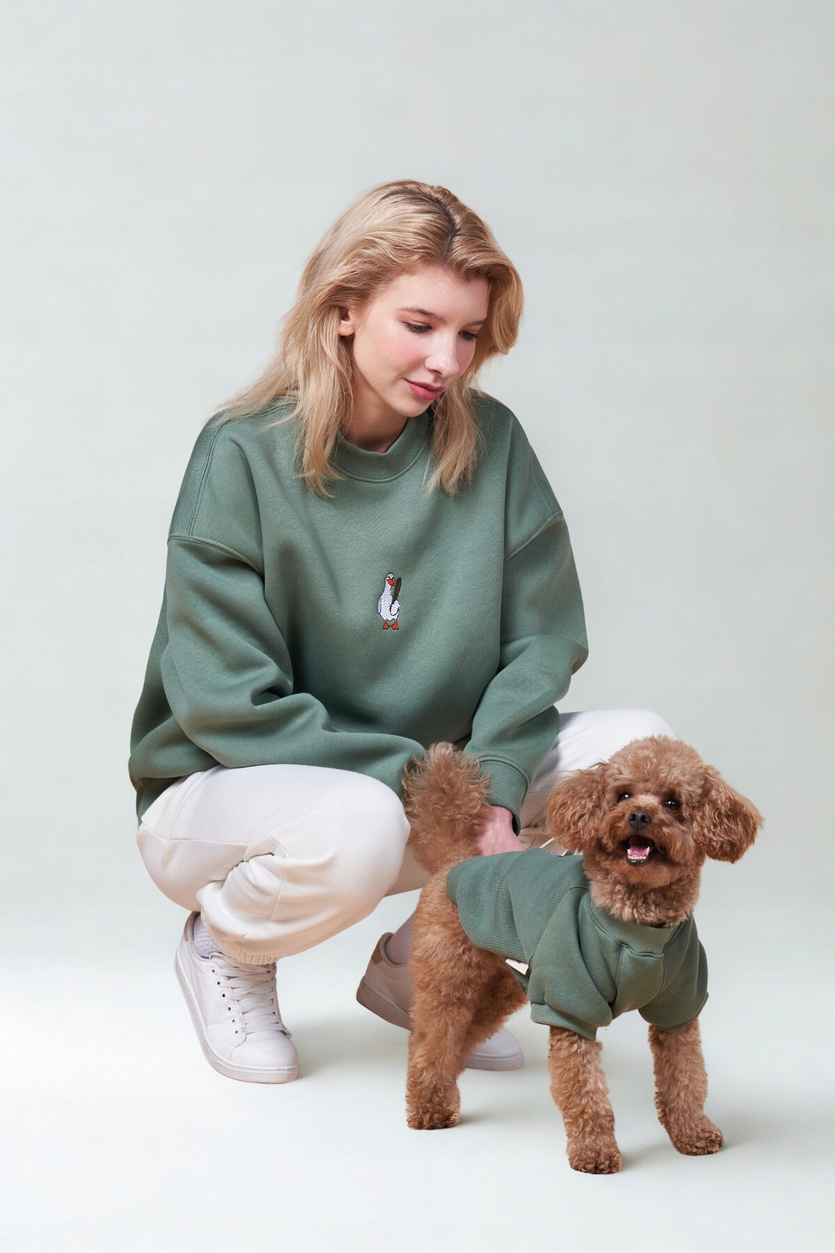 Levně Mikina pro psa 100% bavlna zelená kačenka Matchy matcha set Xs-xxl