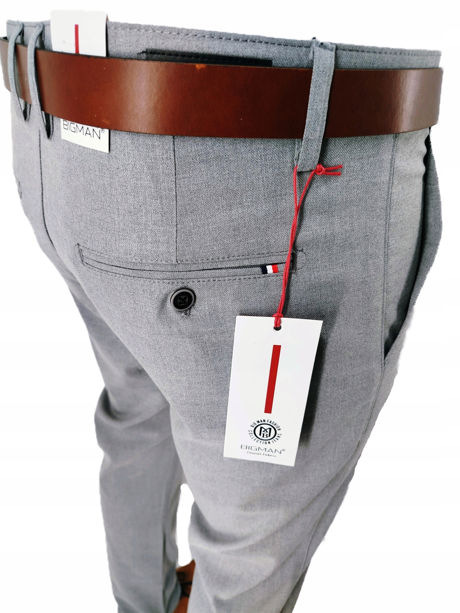 SPODNIE MĘSKIE SZARE ELEGANCKIE CHINOSY R2346 W40 PAS: 104-108 CM