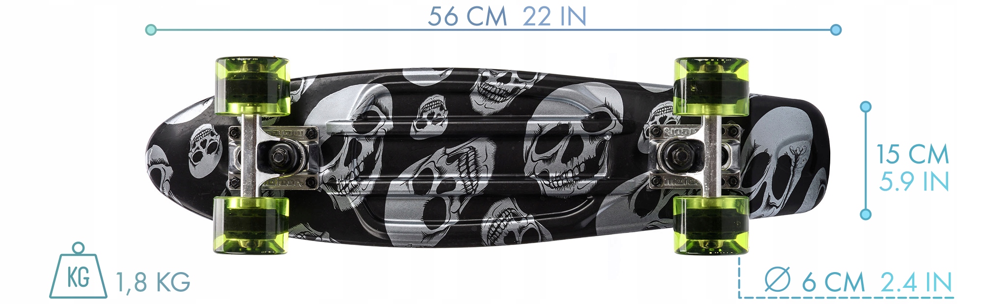 Deskorolka fiszka deska dla dzieci Abec-7 fishboard mocna skateboard Meteor Szerokość 5.9