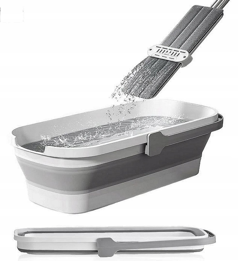 Levně Mop se ždímačem s Skládacím Kbelíkem Ultramop Promis 4v1 Plochý Otočný