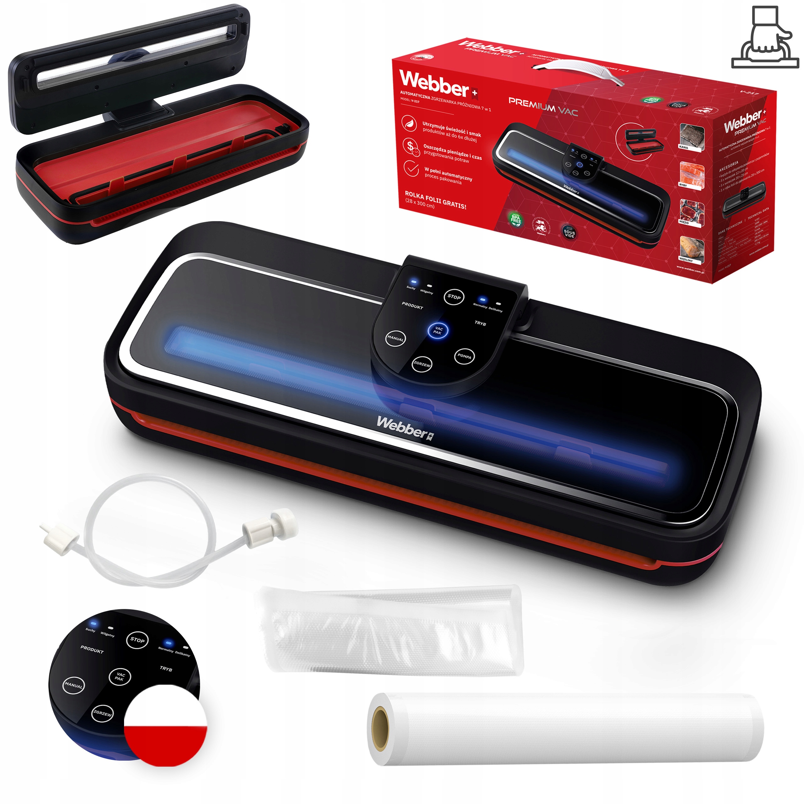 Zgrzewarka Próżniowa Do Folii Pakowarka Żywności Webber V217 Automatyczna