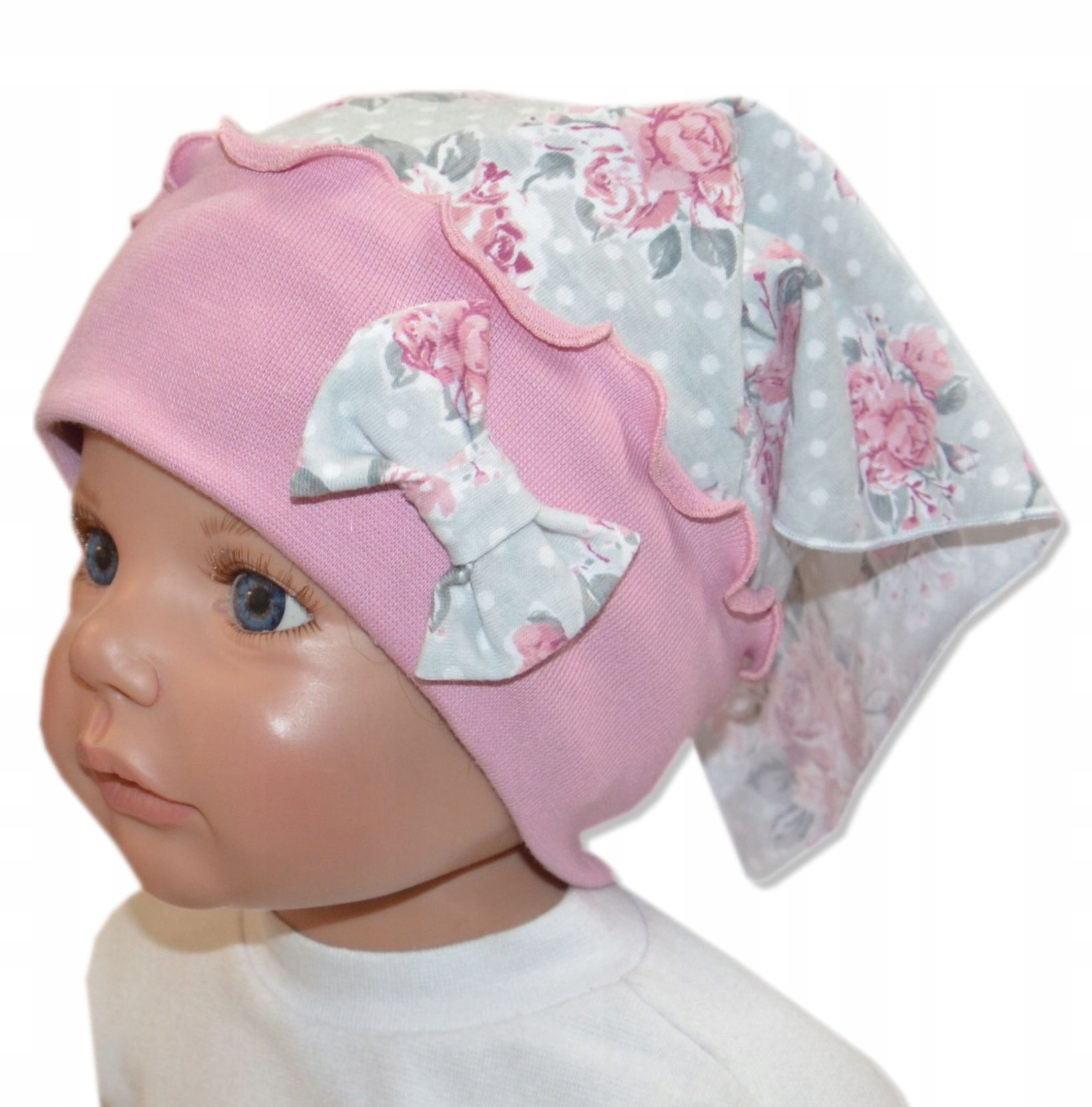 

chustka na opasce 46-52cm 10m-6l róże kropki