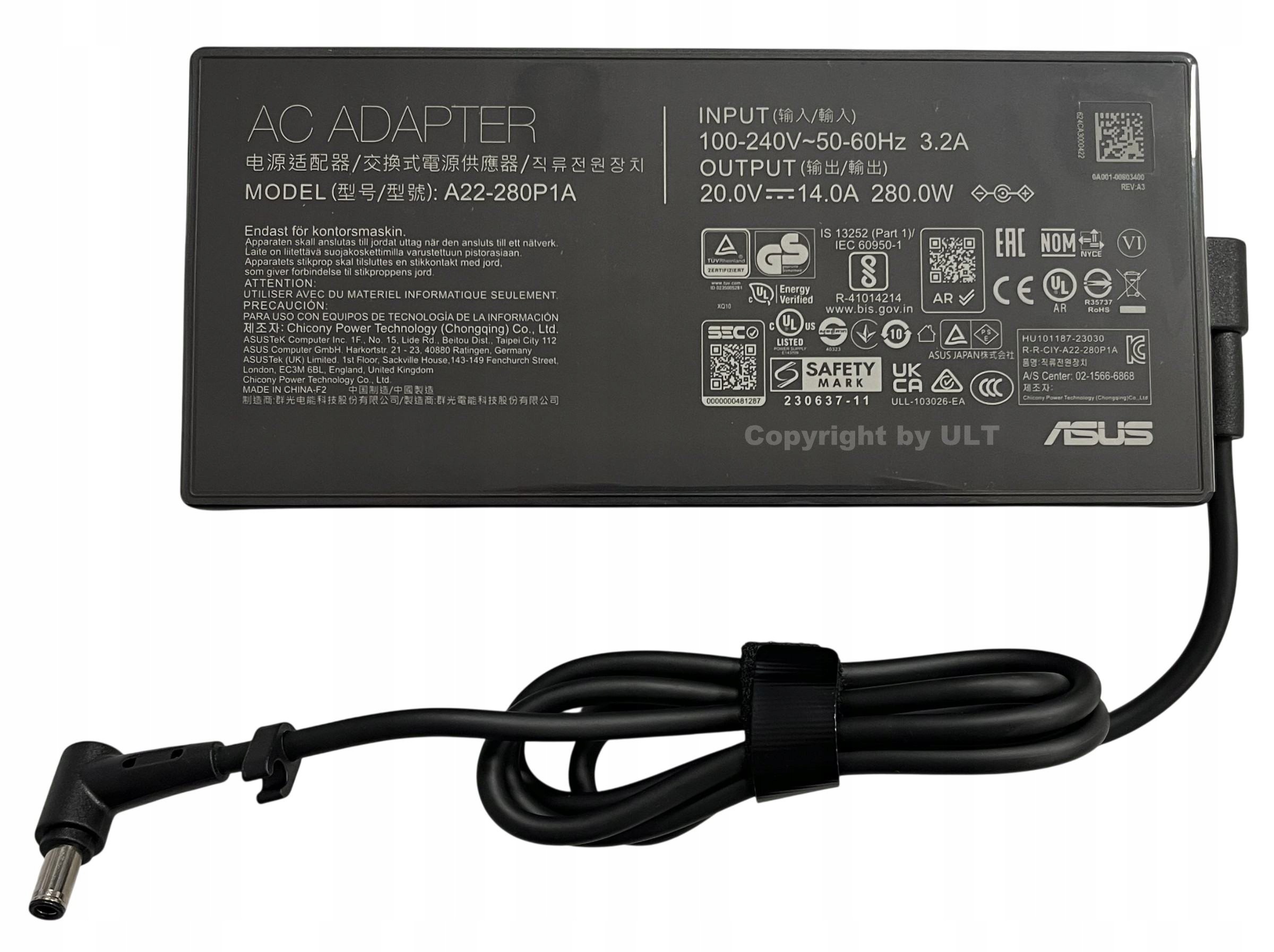 Nowy Zasilacz Asus Rog A22-280P1A 280W 20V 14A wtyk 6mm Qr