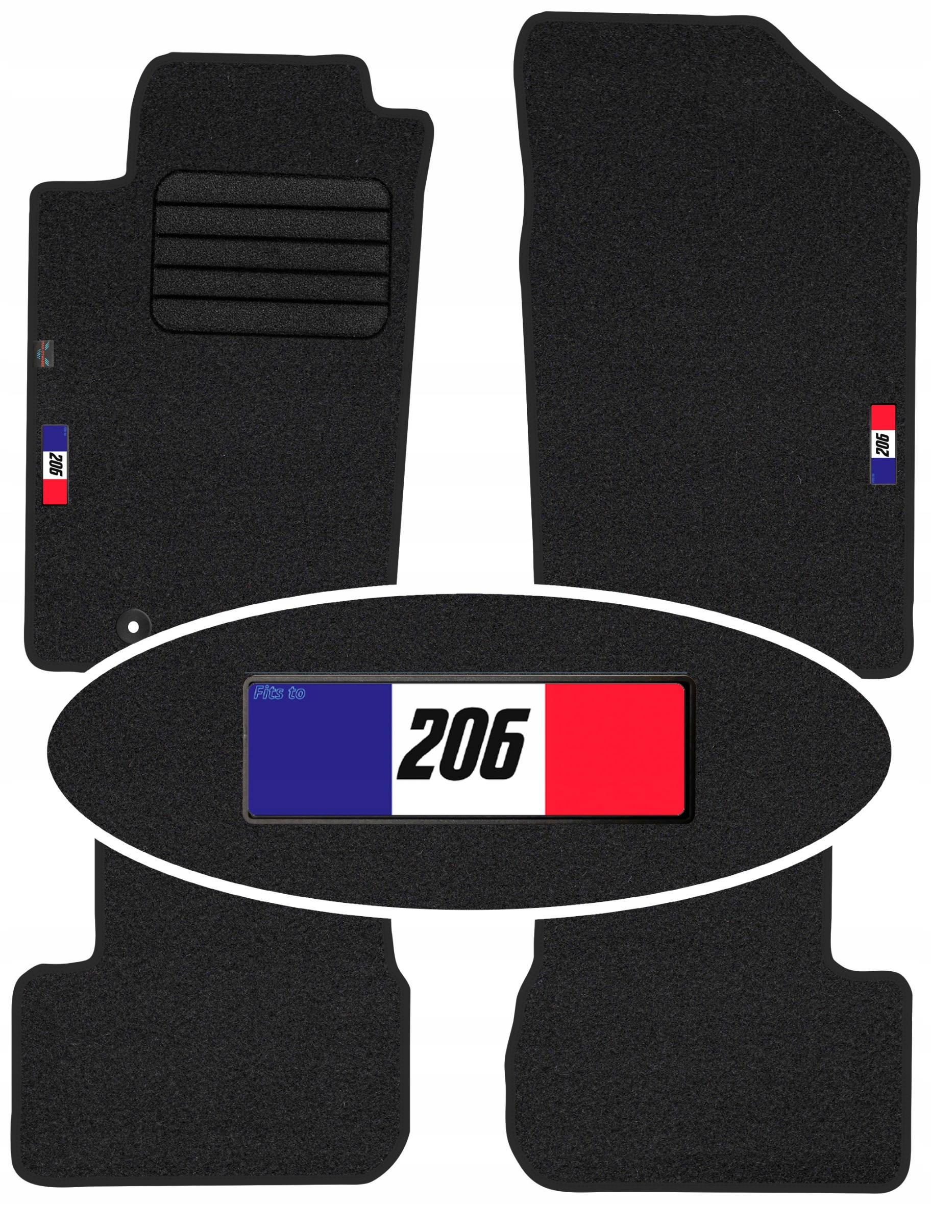 Peugeot 206 1998-2012 Velurové koberce do auta Emblemat