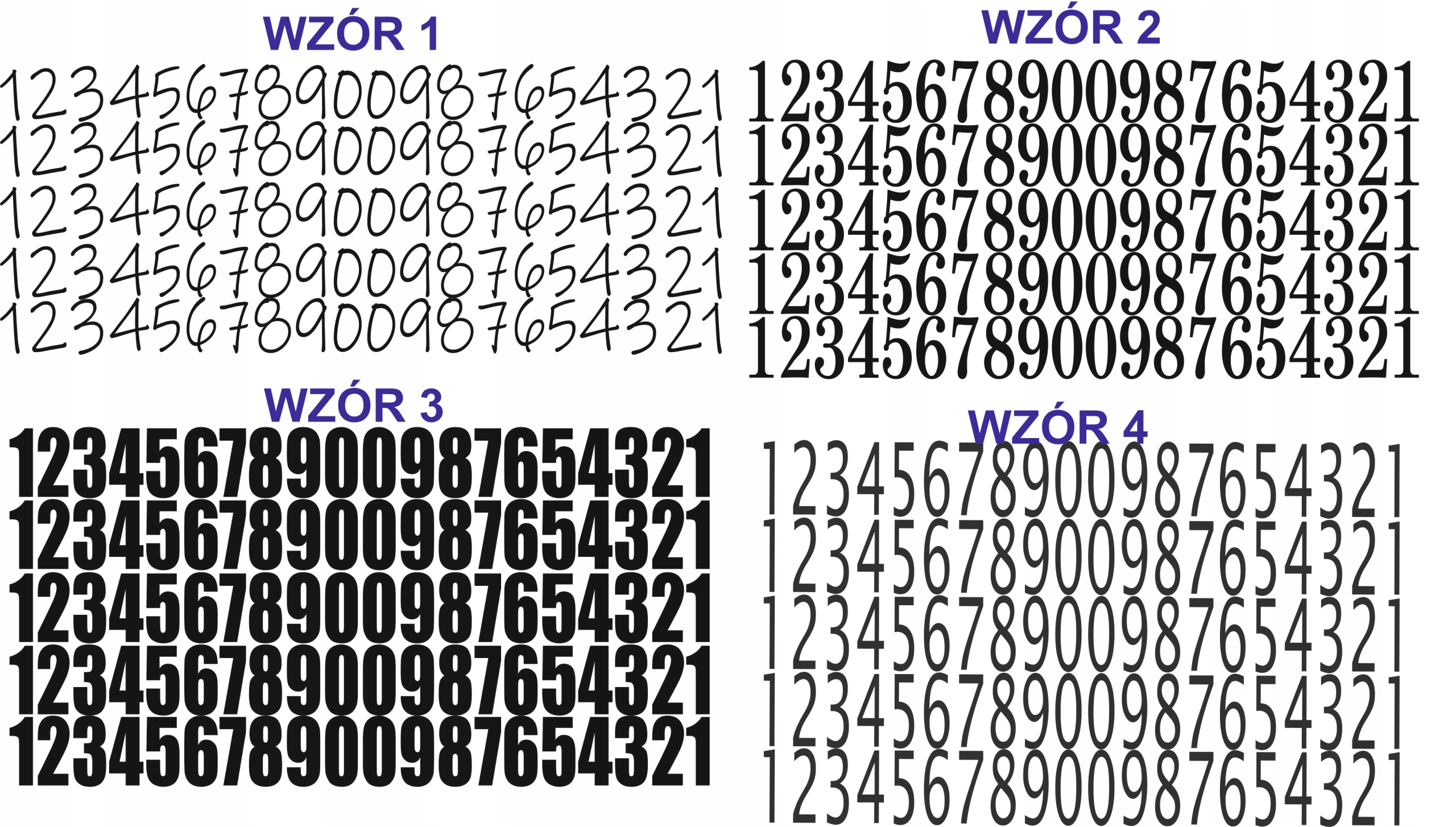 NAKLEJKI CYFRY, LICZBY 4 CM CZARNE 100 sztuk Materiał naklejka