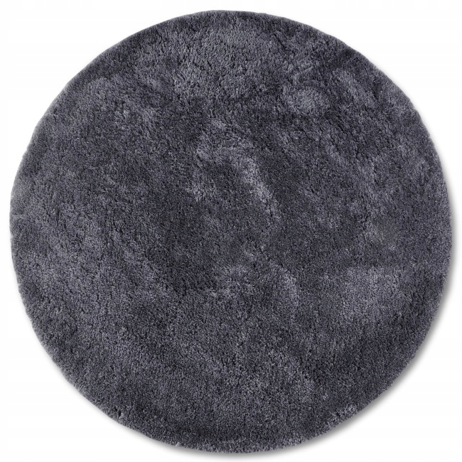 Kruhový koberec 200 cm plyšový shaggy do obývačky, grafitový, hrubý plyšový