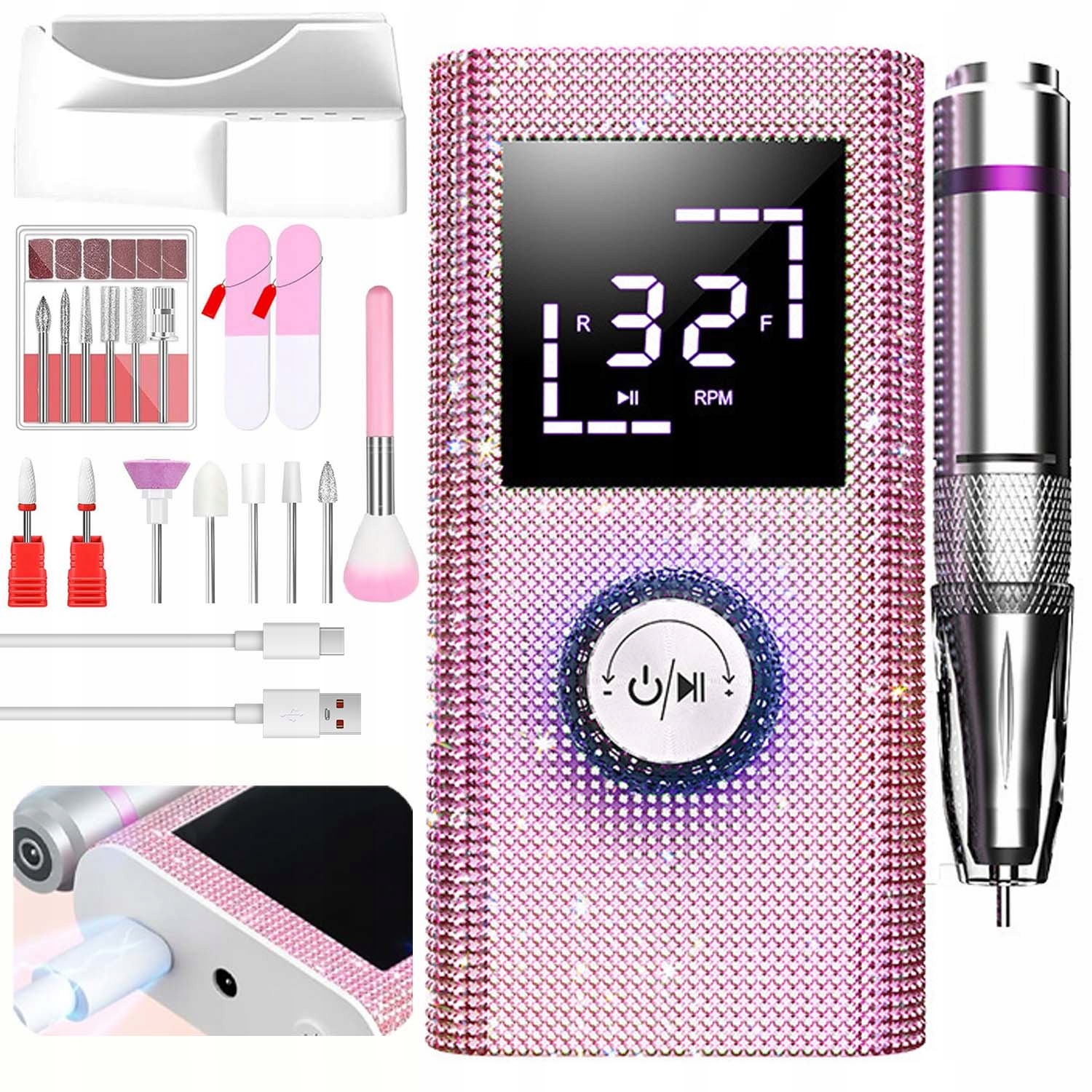 Bruska Manikúra Pedikúra Profesionální Bezdrátová Sada