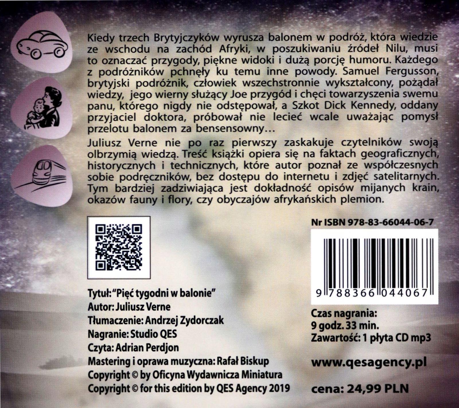 PIĘĆ TYGODNI W BALONIE AUDIOBOOK - JULIUSZ VERNE ( Stan opakowania oryginalne