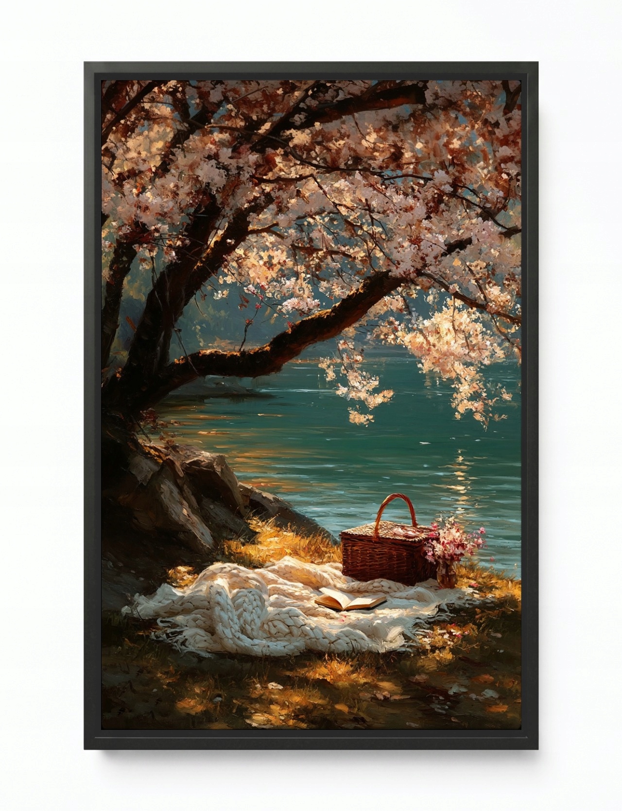 Obraz Rám Americká Krabička Řeka Jezero Strom Květiny Deka Kniha Léto 40x60