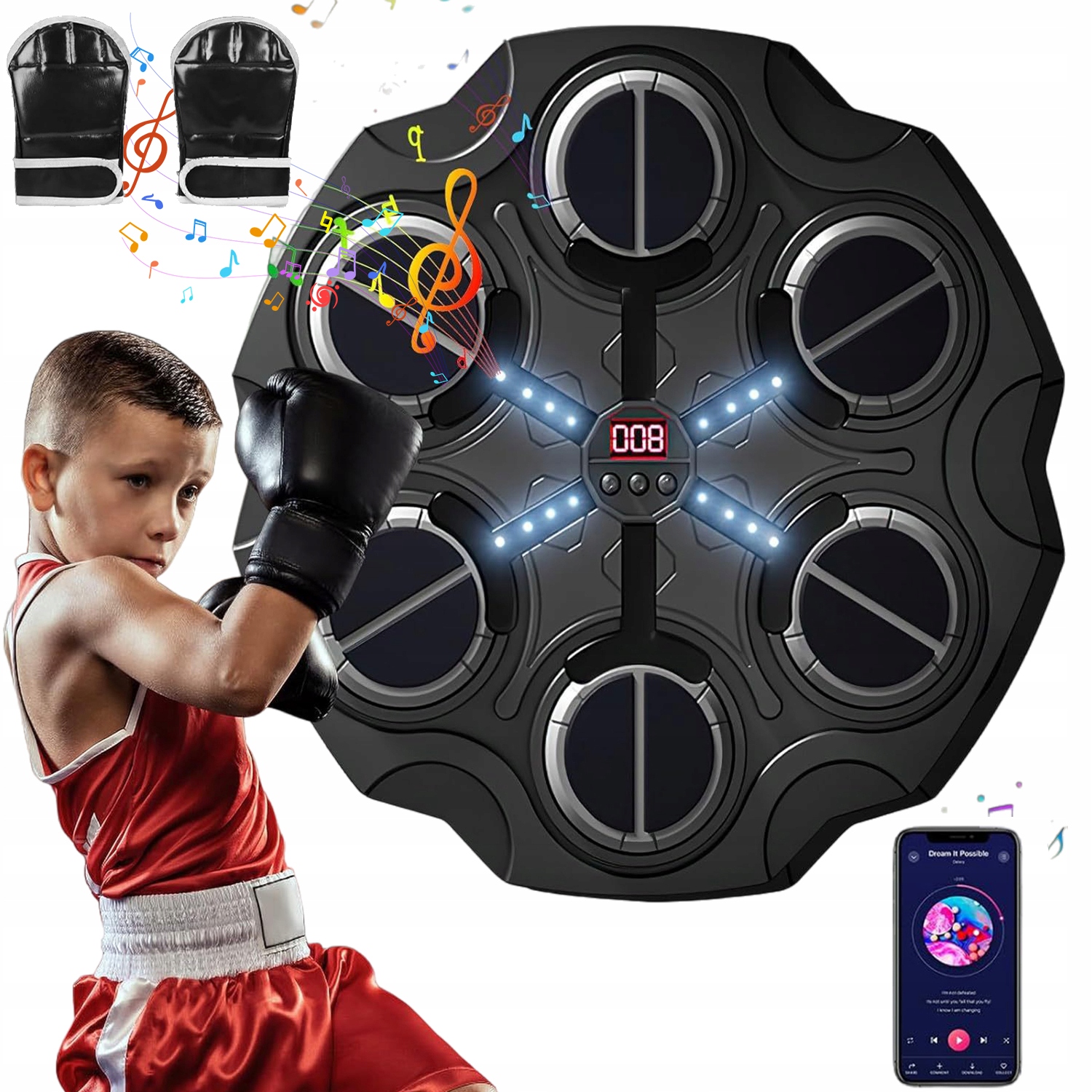 Boxovací Stroj Pro Děti S Bluetooth A Hudbou, Halové Sporty Rukavice