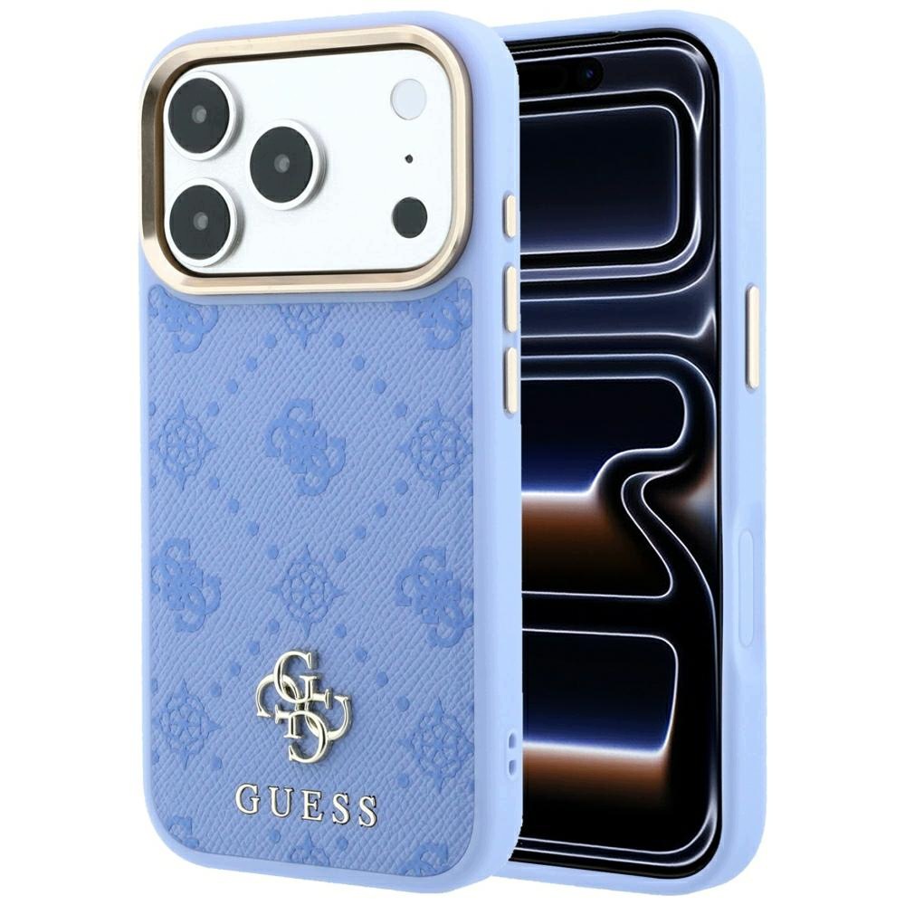 Pouzdro Guess Peony 4G Small Logo MagSafe pro iPhone 18 Pro světle modré