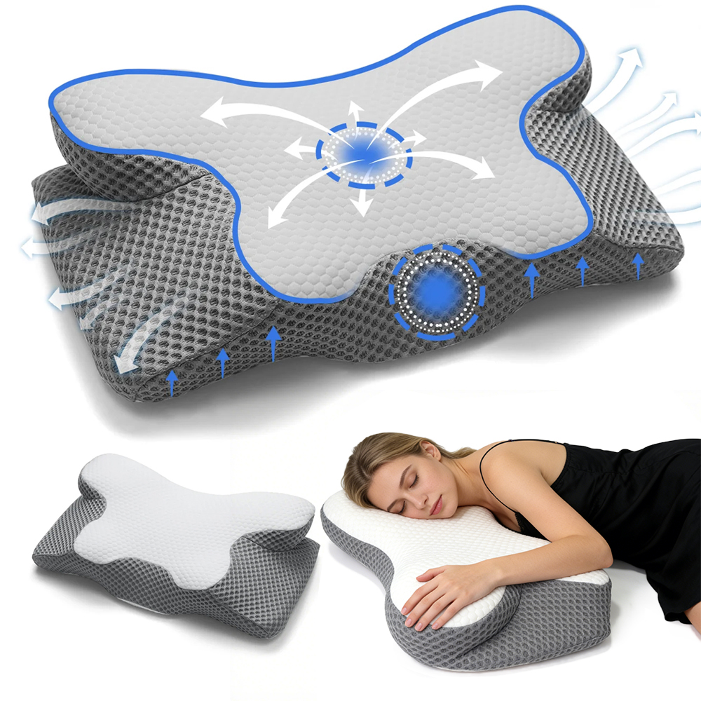 Poduszka Ortopedyczna Z Pianki Memory Z Pokrowcem Na Ból Szyi I Barku Szara