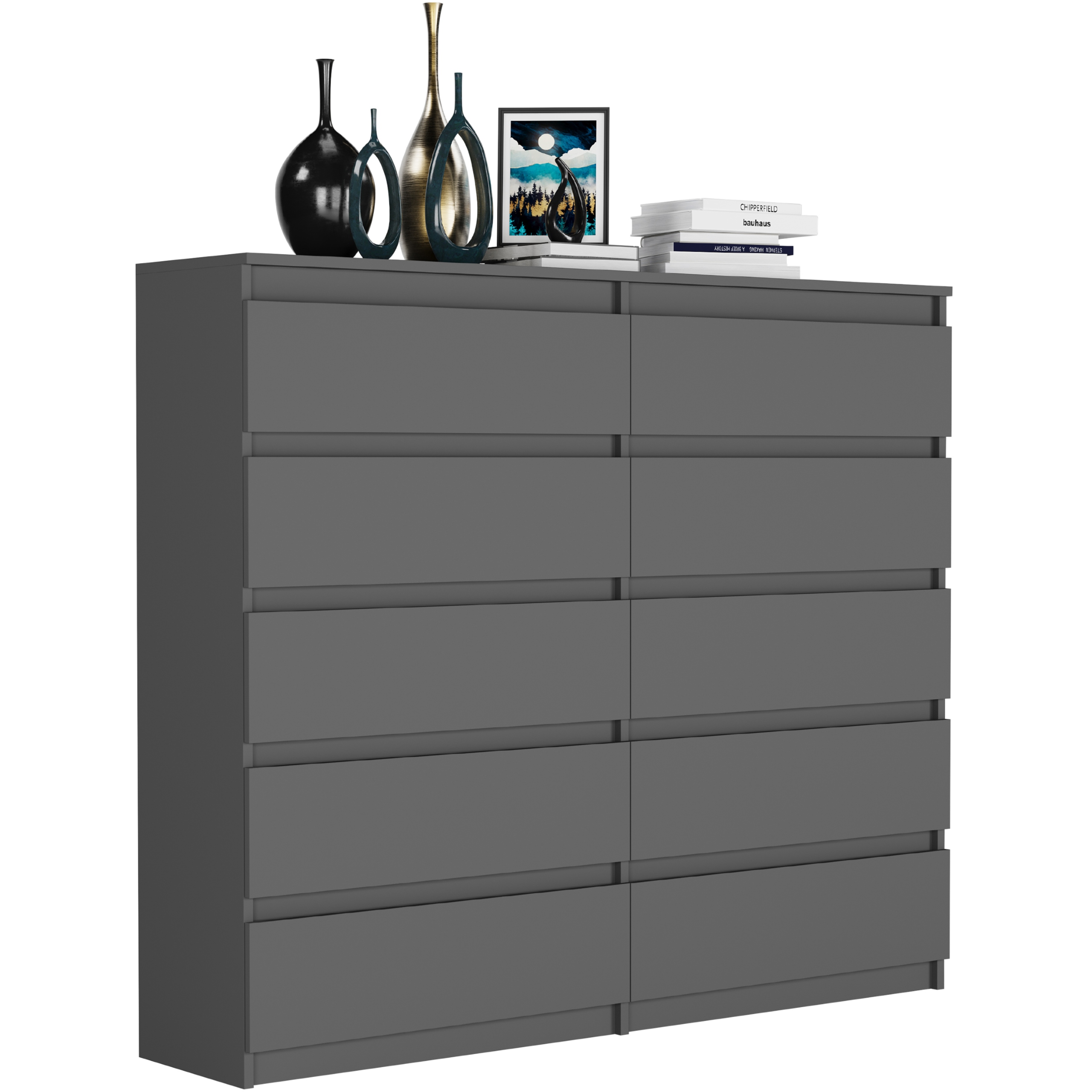 Nowoczesna KOMODA 140 SZAFKA 10 SZUFLAD R-140-S10 ANTRACYT