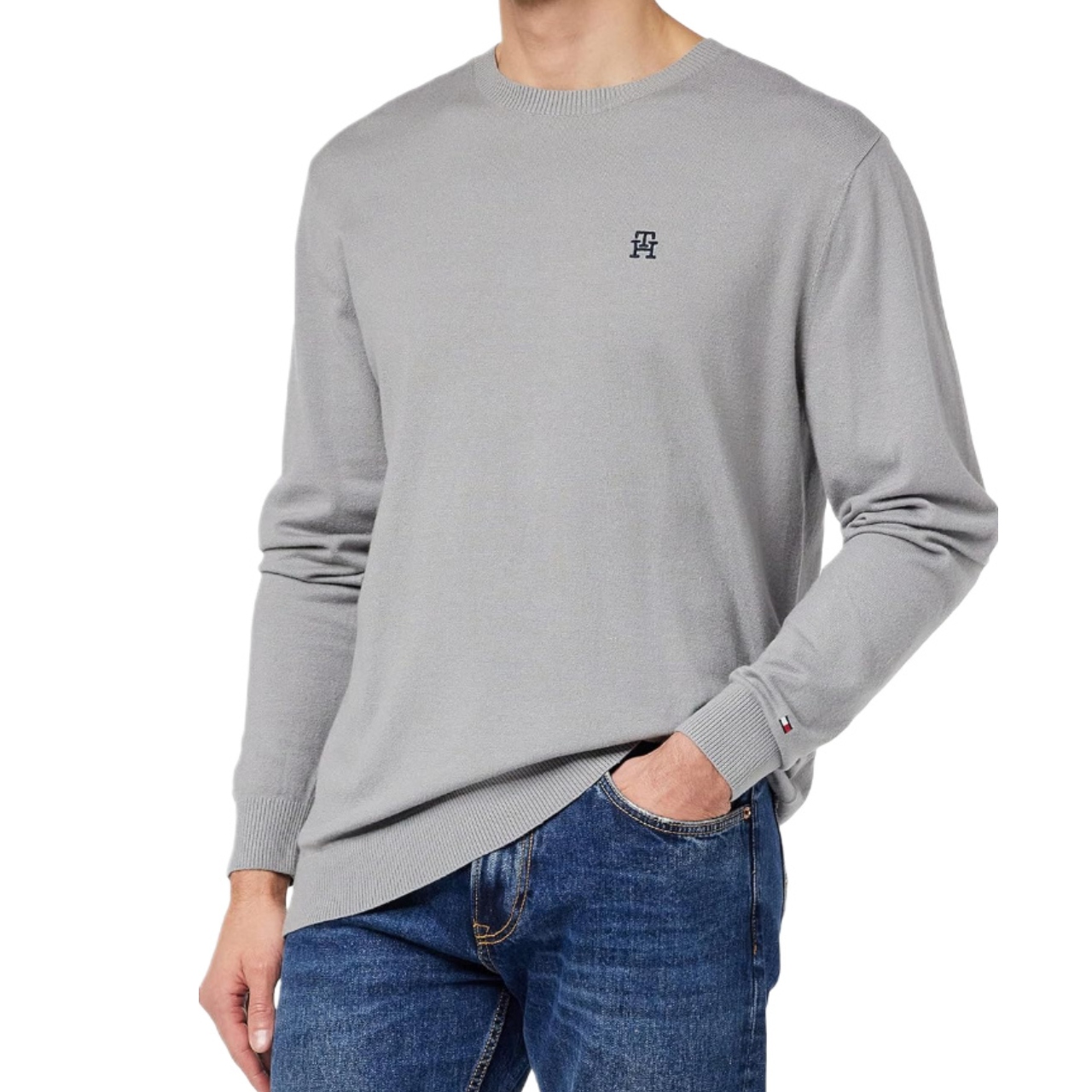 -24% Tommy Hilfiger Pánský Svetr Crew Neck Knit Šedý XL