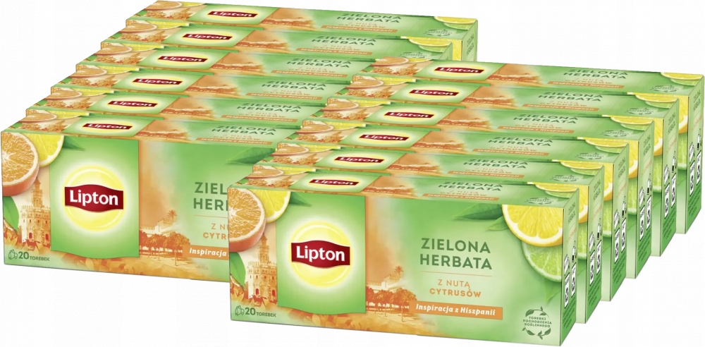Herbata zielona Lipton z nutą cytrusów 20 torebek 26 g x12