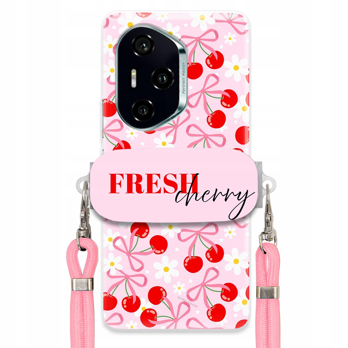 Puzdro pre Honor 300 Pro Case držiak šnúrok Ružový Fresh Cherry Kokardy