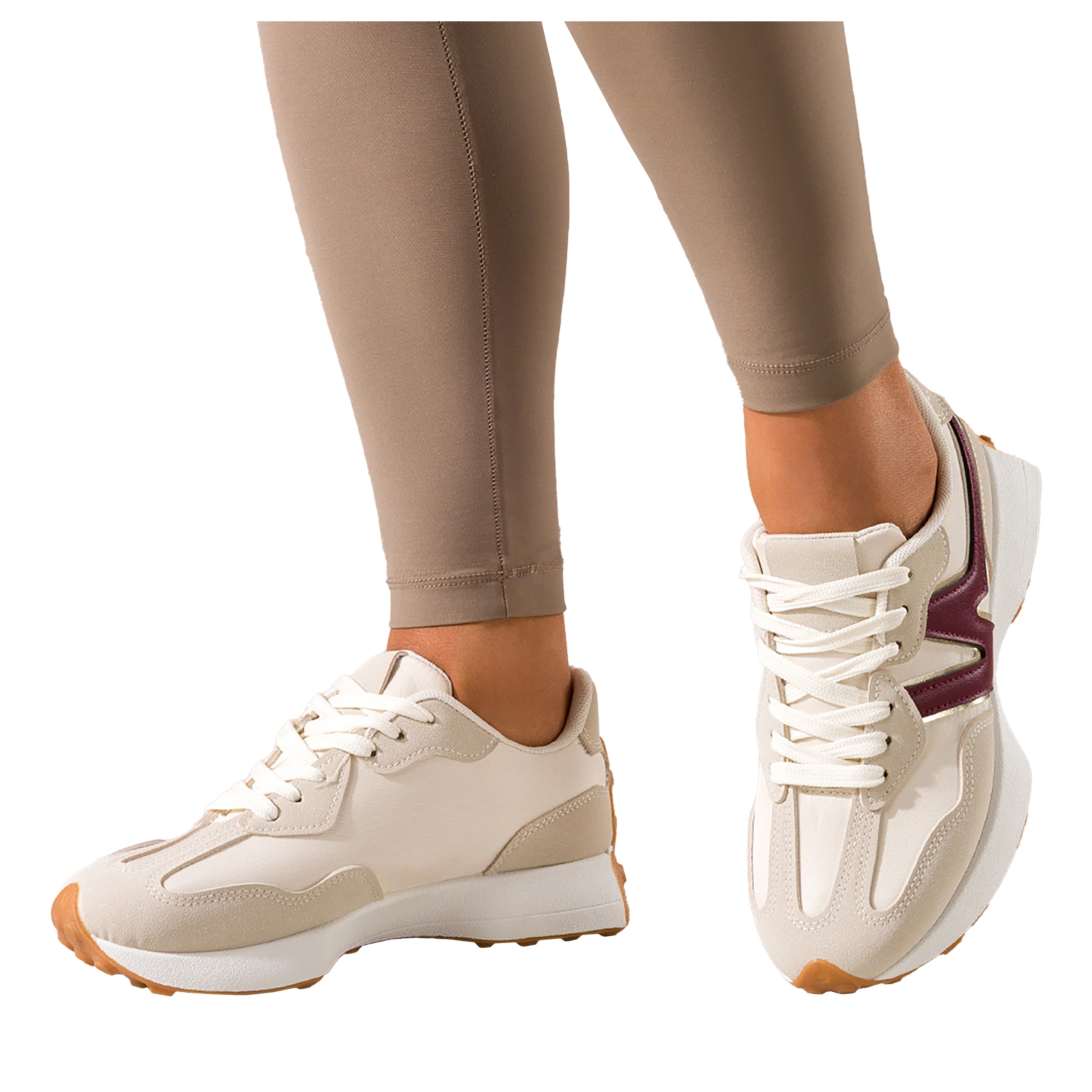 Sportovní Dámské Tenisky Béžové Platforma Bordové Vložky Šněrovací vel. 39