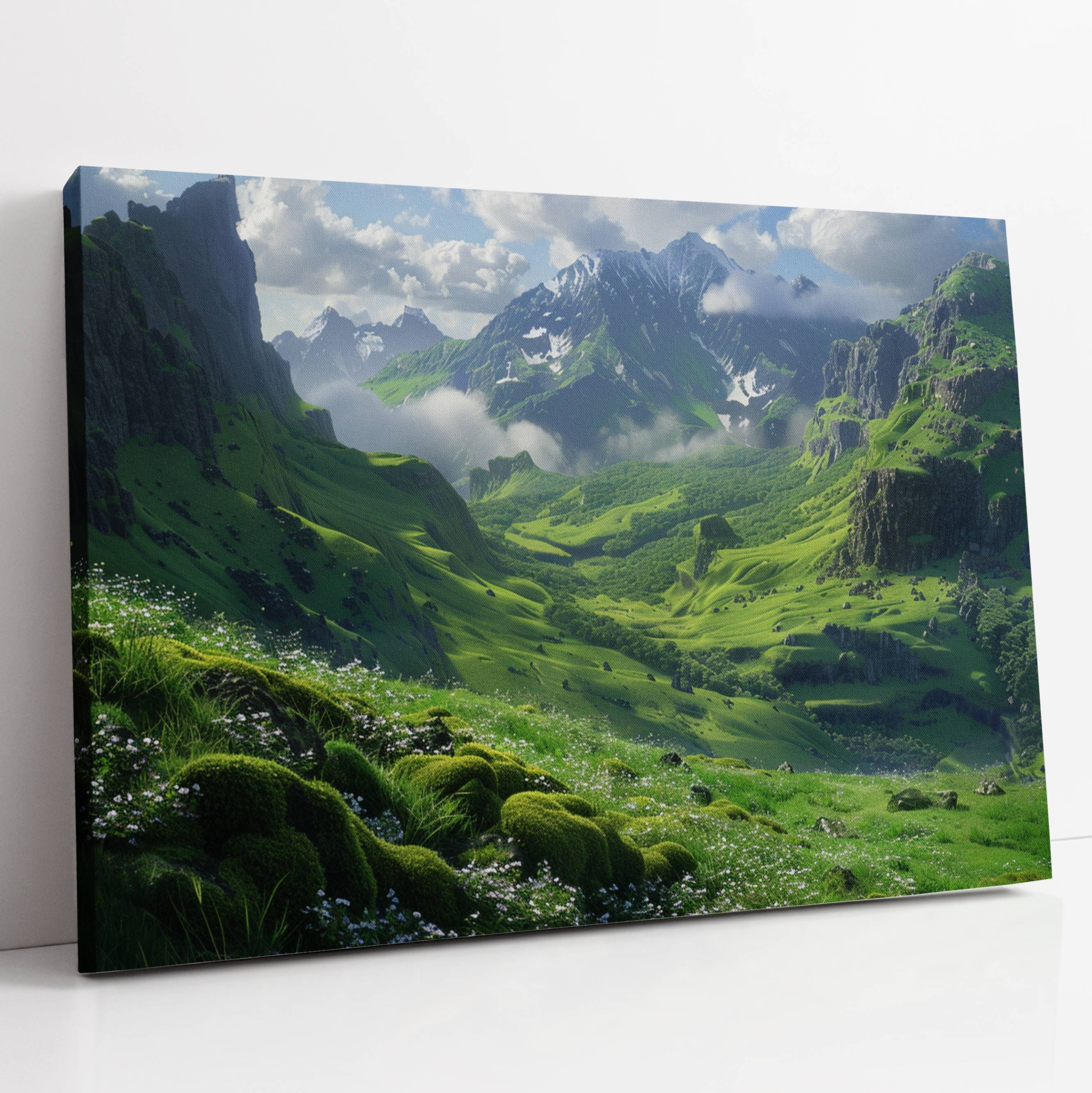 Obraz na plátně Zelené údolí mezi horami, krajina do obývacího pokoje 120x80