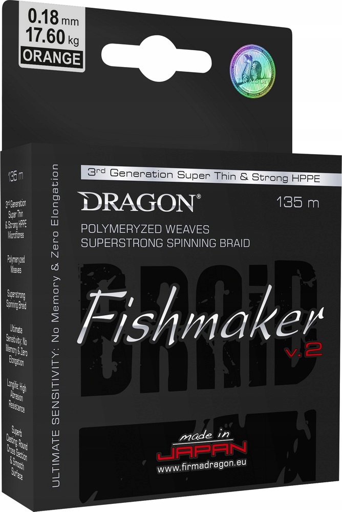 Plecionka Dragon Fishmaker v.2 0,08 mm x 135 m Orange Fluo
