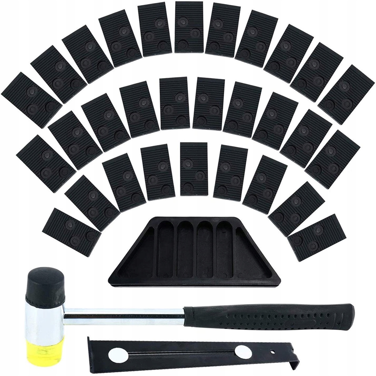 Zestaw Narzędzi Podłogowych 33 Elementów Z Blokiem Gumowym Ochronnym